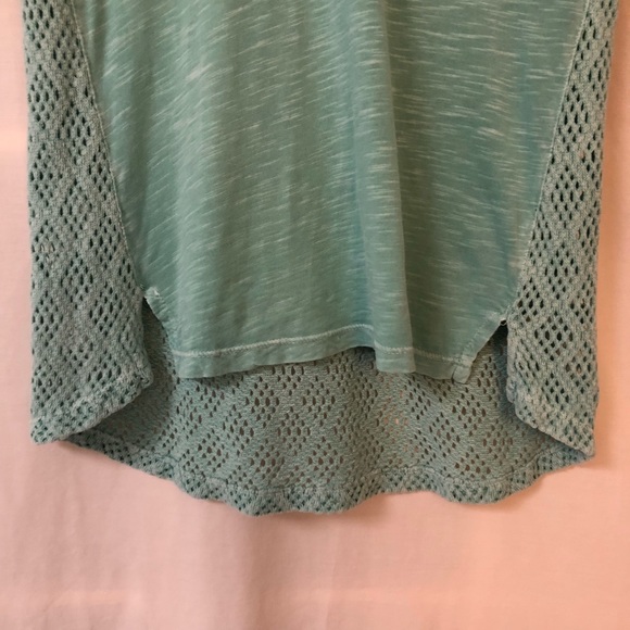 LUCKY BRAND Heathered Teal Top | Crochet Back | S - Picture 4 of 8